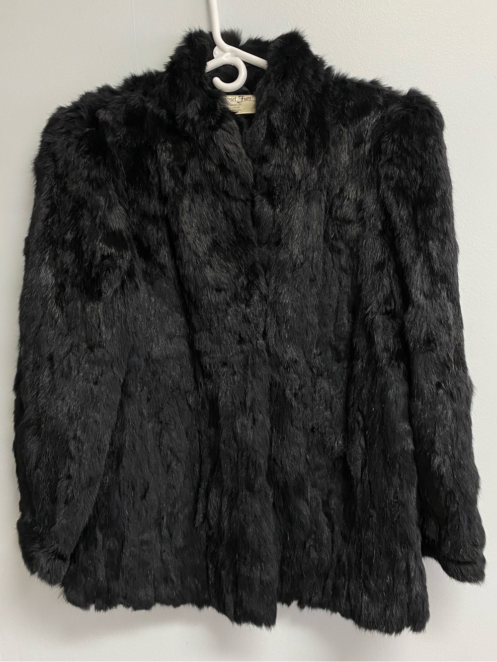 SOMERSET FURS VINTAGE 100% RABBIT FUR COAT - LARGE